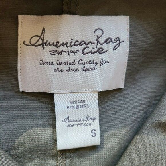 American Rag Olive Green Military Utility Jacket Sm Button Front Epaulette Crop - Picture 9 of 10